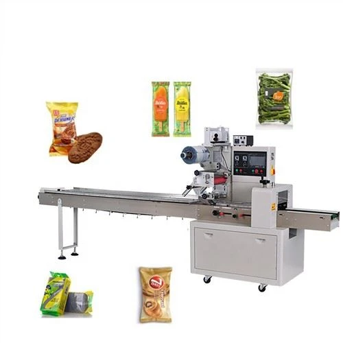 High Quality Tsis Siv Neeg Kab rov tav Instant Noodles Biscuit Bread Chicken Food Flow Pillow Wrapping Packing Machine